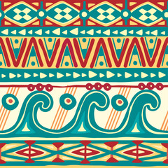 Wall Mural - Seamless pattern tribal texture, ethnic background in simple style