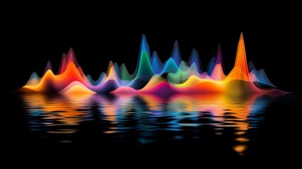 Leinwandbilder - Colorful Abstract Waves and Reflections on Black Background