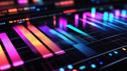 Poster - colorful sound wave visualization with digital display effects