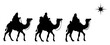© ATerra - Silhouette of Three Wise Men Kings or Magi on Camels Walking Towards the Star of Bethlehem, Isolated on a Transparent Background
