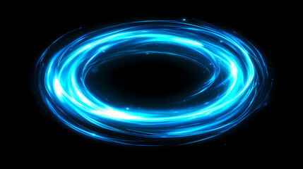 Wall Mural - Abstract blue energy vortex with glowing light in dark space. Whirlpool. Illustration