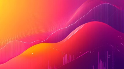 Fototapete - Vibrant Abstract Waves of Colorful Gradient in Digital Background