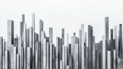 Aufkleber - Abstract Vertical Structure with Varying Heights in Monochrome Tones