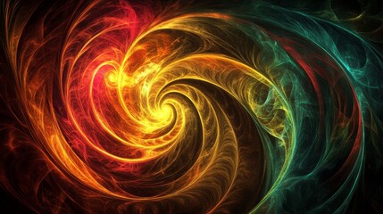 Fototapete - Colorful Abstract Spiral Design with Vivid Swirls and Light Effects