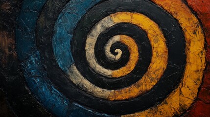 Poster - Vibrant Abstract Spiral Art with Rich Colors and Textured Surface
