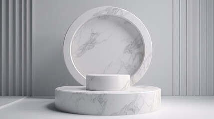 Poster - 3d pedestal for a product display. Podium scene shot with geometric platform