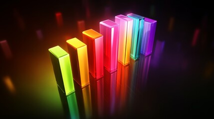 Leinwandbilder - Colorful Bar Graph Design with Reflections for Data Visualization
