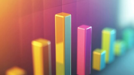 Poster - colorful graph bars on abstract background for business analysis