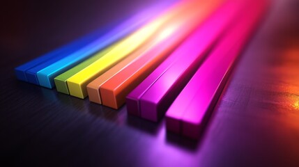 Poster - Vibrant Color Bars on Dark Surface Creating Beautiful Light Effect
