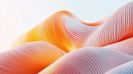Poster - Abstract Waves with Flowing Patterns in Soft Orange and Pink Tones