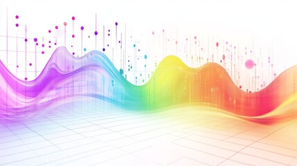 Poster - Colorful Abstract Digital Wave Pattern with Dots and Graph Lines