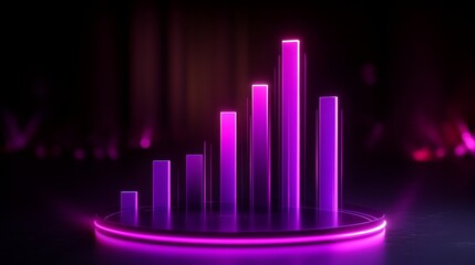 Aufkleber - Neon Pink Bar Graph Visualization in 3D Abstract Environment