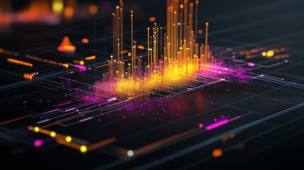 Aufkleber - Abstract Digital Visualization with Colorful Data Waveform Analysis