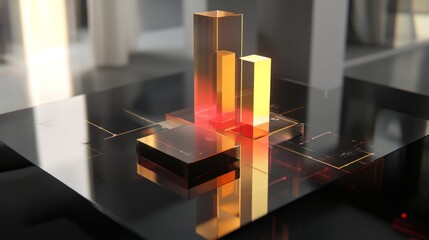 Poster - Abstract Glass Structures with Light Reflection on Dark Surface