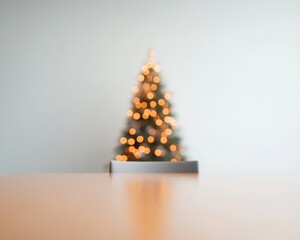 Poster - Blurred Holiday Cheer Christmas Tree in Minimalist Setting for Festive Ambiance
