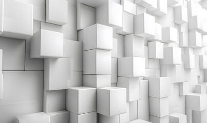 Poster - A 3D-effect background with white cubes appearing to shift and rotate
