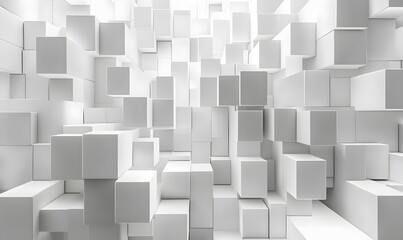 Poster - A 3D-effect background with white cubes appearing to shift and rotate