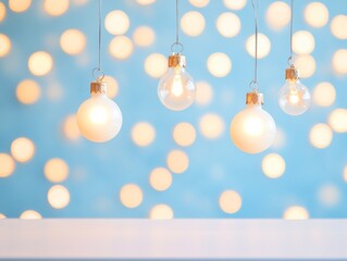 Poster - Elegant Holiday Lighting with Festive Ornaments Against a Soft Bokeh Background