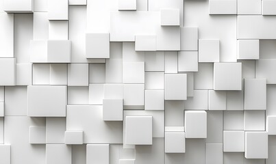 Poster - A creative pattern of randomly shifted white cubes