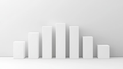 Poster - Simple White 3D Bar Graph on Minimalist Background for Data Analysis