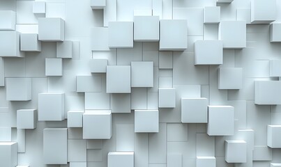 Poster - A creative pattern of randomly shifted white cubes