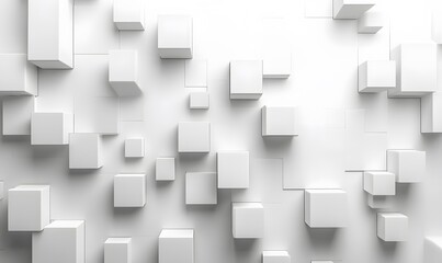 Poster - A creative pattern of randomly shifted white cubes