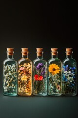 Canvas Print - Flowers in glass bottles