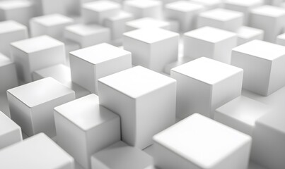 Poster - A futuristic design featuring white cubes in a random arrangement