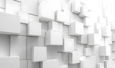 Poster - A futuristic design featuring white cubes in a random arrangement