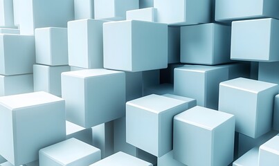 Poster - A futuristic design featuring white cubes in a random arrangement
