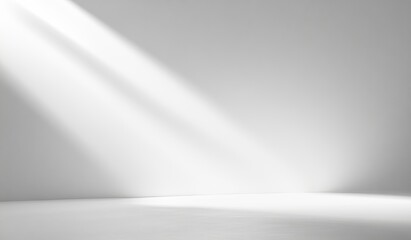 Wall Mural - light rays illuminate a minimalist grey room.