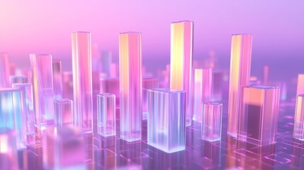 Aufkleber - Abstract Colorful Crystal-Like Structures in Soft Pastel Tones