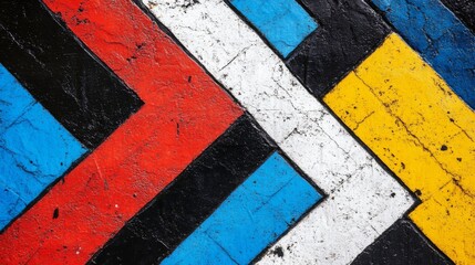 Poster - abstract colorful geometric shapes in urban street art display