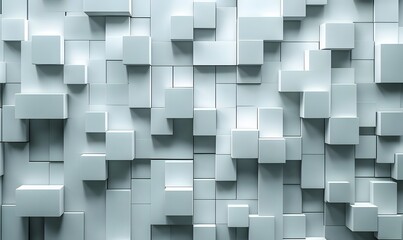 Poster - A contemporary design featuring white cube blocks in a random