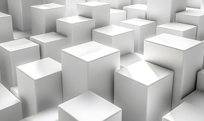 Poster - A wallpaper of white cubes in various positions