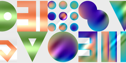 Poster - Circles and triangles modern art. Vector Illustration For Wallpaper, Banner, Background, Card, Book Illustration, landing page
