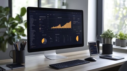 Poster - Remote work dashboard showcasing real-time analytics and performance metrics during business hours