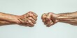 © gen_pick - Two fists bumping against neutral background symbolizing unity