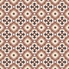 Wall Mural - Floor ceramic vintage tiles, Seamless repeating vector pattern, brown colors