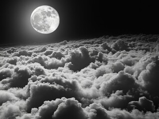 Wall Mural - full moon above clouds