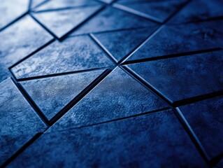 Canvas Print - Blue Tiled Floor Close Up