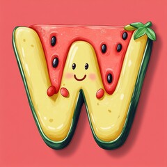 Poster - Single watermelon slice used as a creative letter 'w'