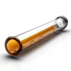 Poster - A glass bottle filled with transparent liquid sits on a clean white surface