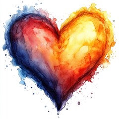 Aufkleber - A delicate watercolor heart on a clean white background, perfect for romantic or sentimental uses