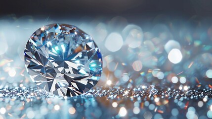 Poster - A single diamond sitting on a reflective surface