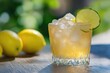 © Alena - A close-up shot of a refreshing glass of lemonade on a table, perfect for use in food and drink promotions or editorial content