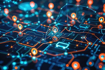 Poster - A detailed view of a circuit board with numerous pins, ideal for electronics or technology-related uses