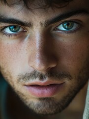 Canvas Print - Young man with blue eyes