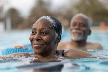 Poster - A couple relaxing by the swimming pool