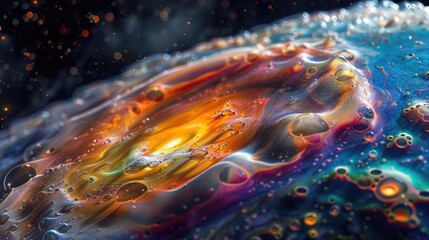 Aufkleber - A close-up shot of a vibrant, fluid-like material with swirling colors